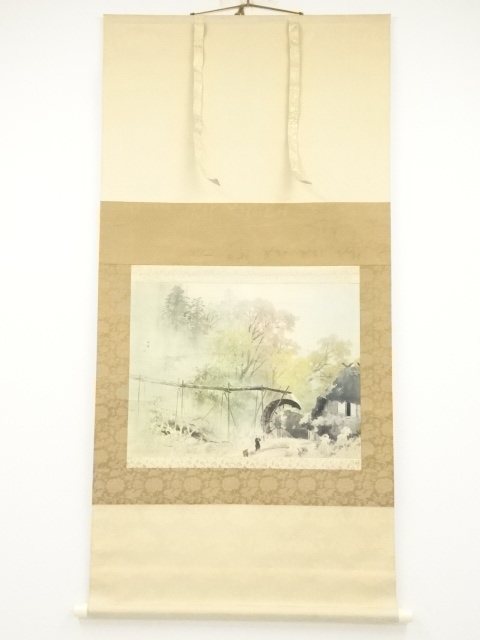 JAPANESE HANGING SCROLL / PRINTED RAINY SCENERY 